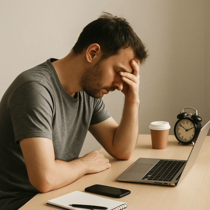 This is the emotional turning point of your article. You’re starting to reveal the toll productivity took on your life. A visual showing mental fatigue and burnout makes readers pause and feel what you’re describing.